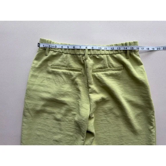 Abercrombie & Fitch Lime Green Pleated Wide Leg Trousers High Rise Pants Size 12 - Picture 9 of 12